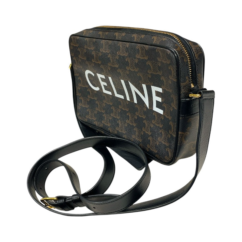 セリーヌ CELINE ミディアム メッセンジャーバッグ 194502 ブラック トリオンフキャンバス/タン ユニセックス ショルダーバッグ