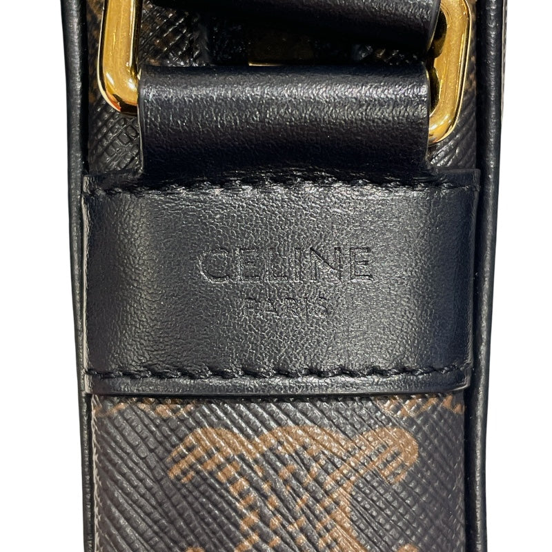 セリーヌ CELINE ミディアム メッセンジャーバッグ 194502 ブラック トリオンフキャンバス/タン ユニセックス ショルダーバッグ