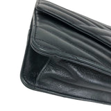 シャネル CHANEL バイアスステッチ フラップバッグ ブラック ゴールド金具 ラムスキン レディース ショルダーバッグ