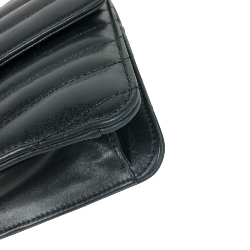 シャネル CHANEL バイアスステッチ フラップバッグ ブラック ゴールド金具 ラムスキン レディース ショルダーバッグ