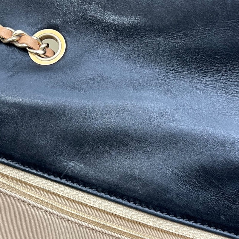 シャネル CHANEL バイアスステッチ フラップバッグ ブラック ゴールド金具 ラムスキン レディース ショルダーバッグ