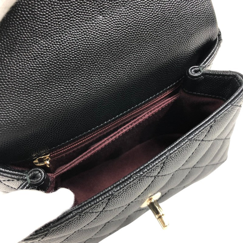 シャネル CHANEL ココハンドルXXS AS2215 ブラック　ゴールド金具 キャビアスキン レディース ショルダーバッグ