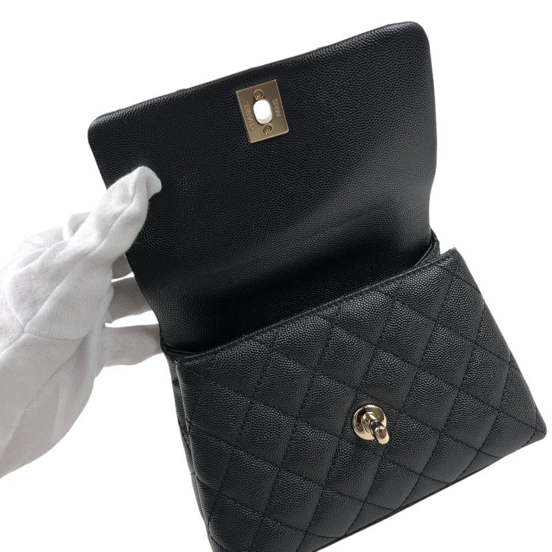 シャネル CHANEL ココハンドルXXS AS2215 ブラック　ゴールド金具 キャビアスキン レディース ショルダーバッグ