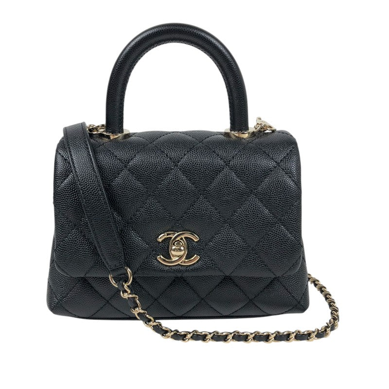 シャネル CHANEL ココハンドルXXS AS2215 ブラック　ゴールド金具 キャビアスキン レディース ショルダーバッグ