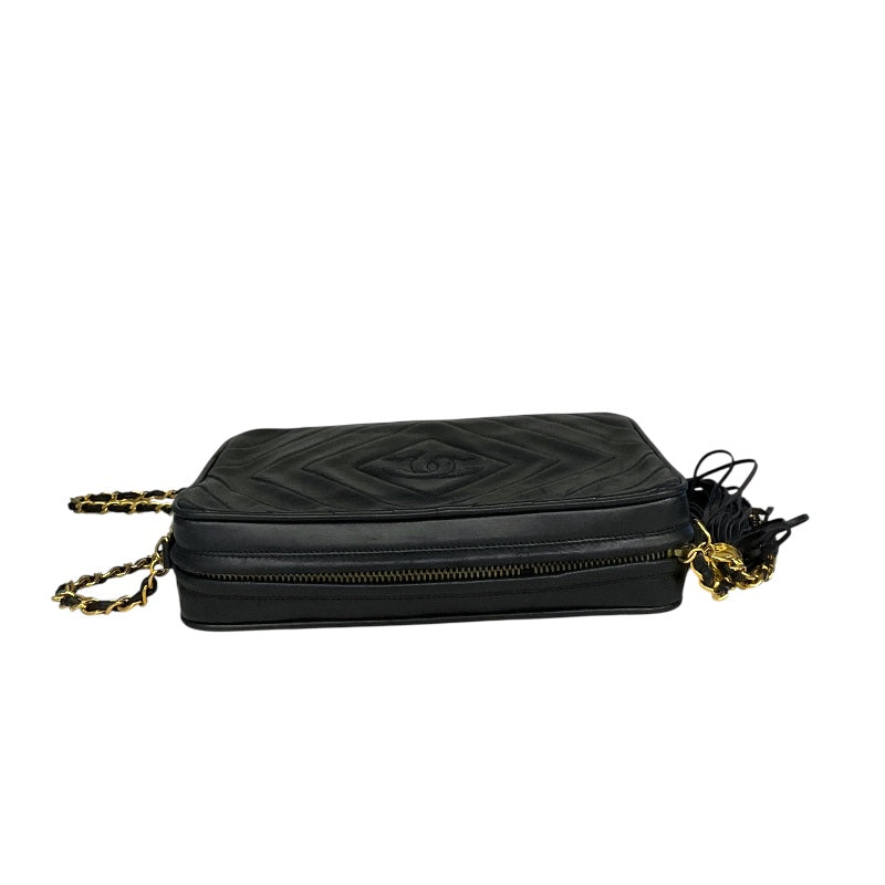 シャネル CHANEL ココマーク　フリンジショルダーバッグ ブラック ラムスキン レディース ショルダーバッグ