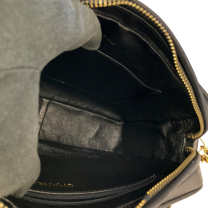 シャネル CHANEL ココマーク　フリンジショルダーバッグ ブラック ラムスキン レディース ショルダーバッグ