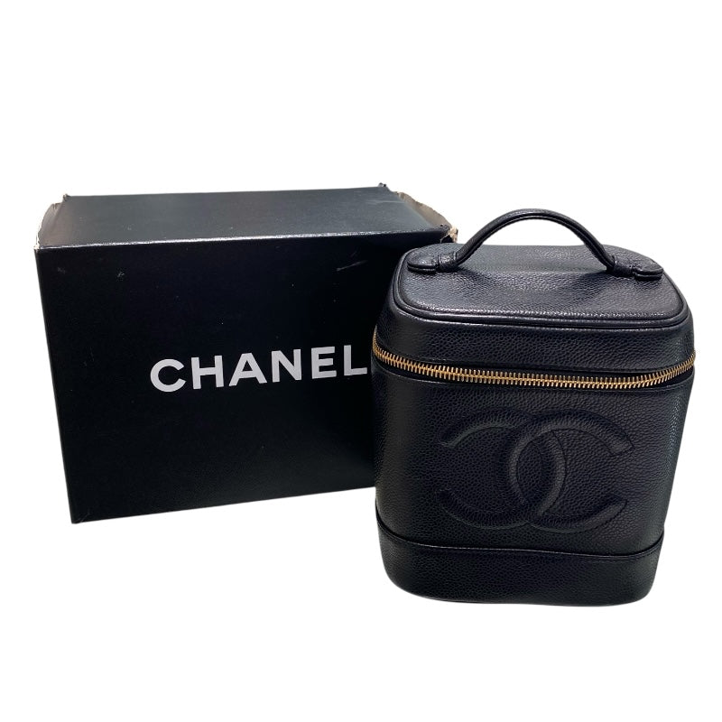 シャネル CHANEL ココマーク バニティバッグ A01998 ブラック キャビア レディース ポーチ
