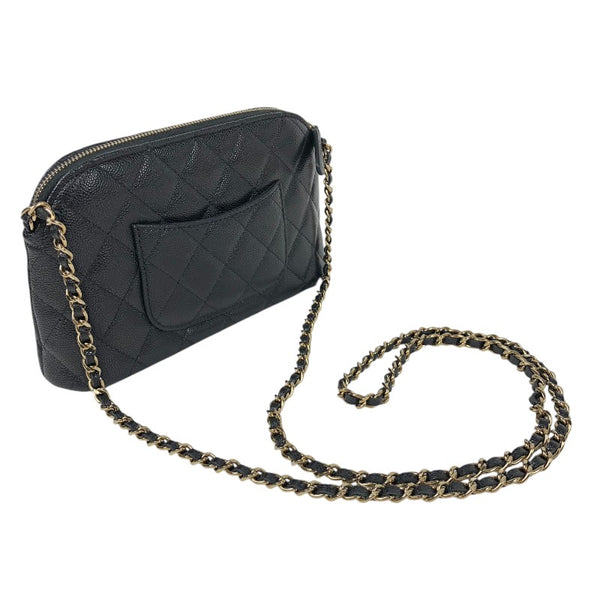 シャネル CHANEL マトラッセ チェーンクラッチ AP4016 ブラック ゴールド金具 キャビアスキン レディース ショルダーバッグ