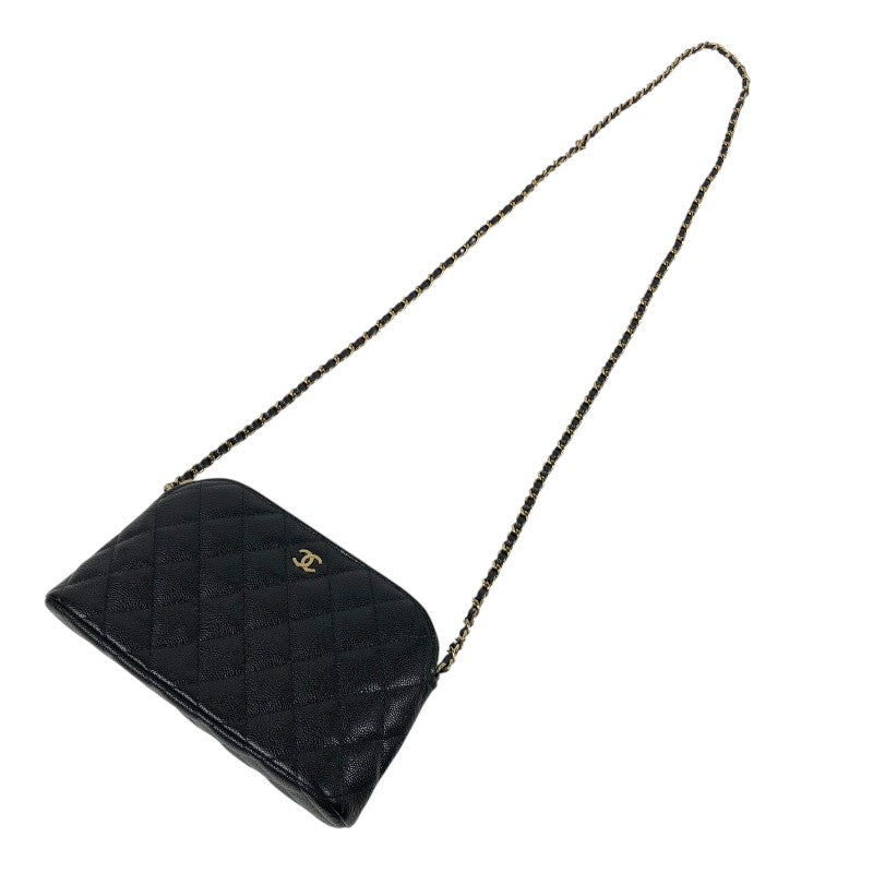 シャネル CHANEL マトラッセ チェーンクラッチ AP4016 ブラック ゴールド金具 キャビアスキン レディース ショルダーバッグ