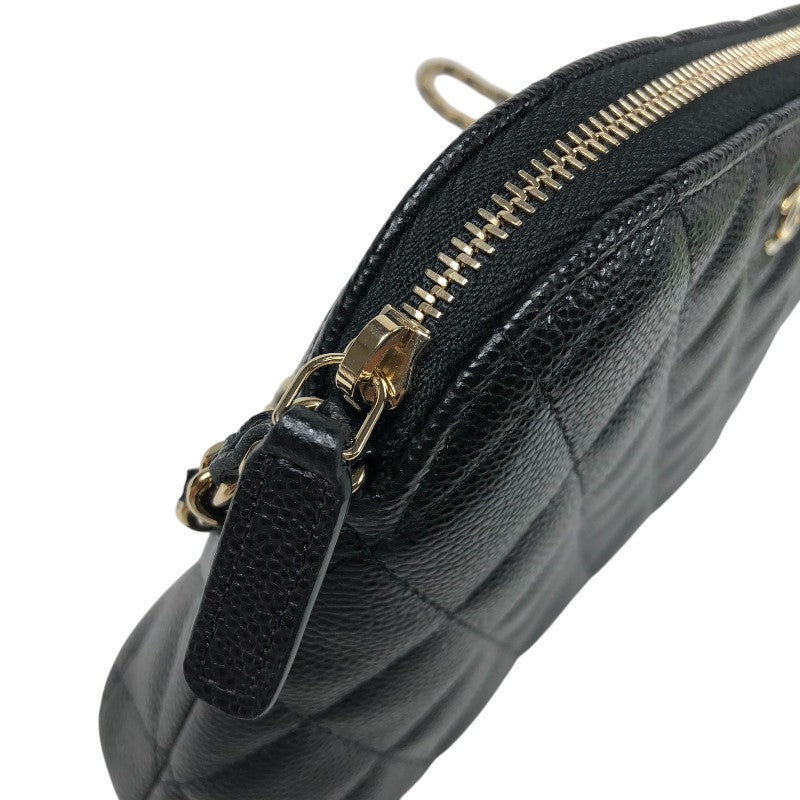 シャネル CHANEL マトラッセ チェーンクラッチ AP4016 ブラック ゴールド金具 キャビアスキン レディース ショルダーバッグ