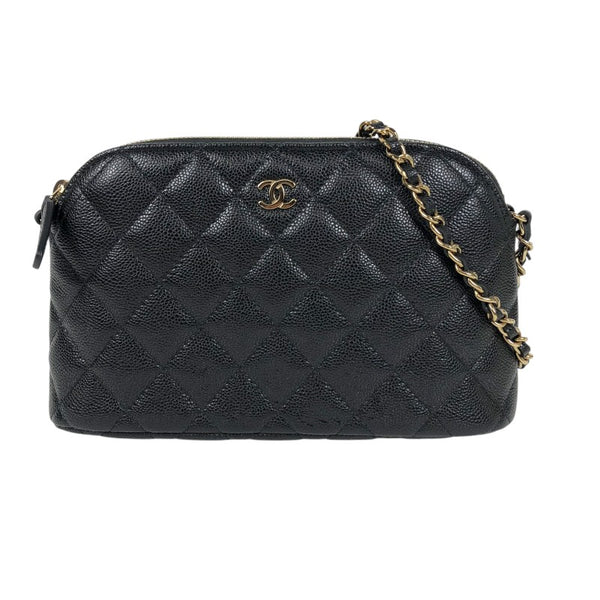 シャネル CHANEL マトラッセ チェーンクラッチ AP4016 ブラック ゴールド金具 キャビアスキン レディース ショルダーバッグ