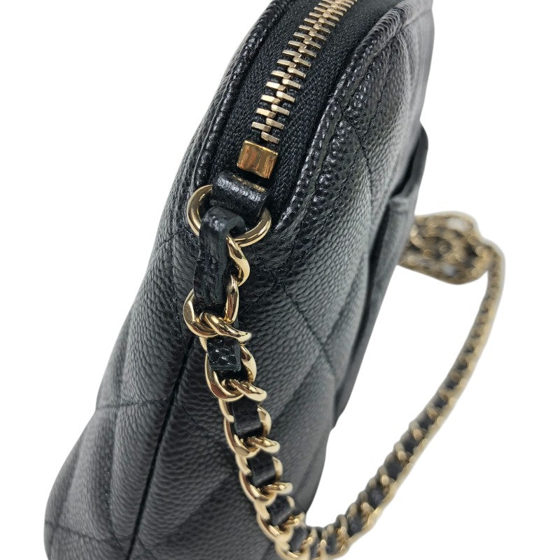 シャネル CHANEL マトラッセ チェーンクラッチ AP4016 ブラック ゴールド金具 キャビアスキン レディース ショルダーバッグ