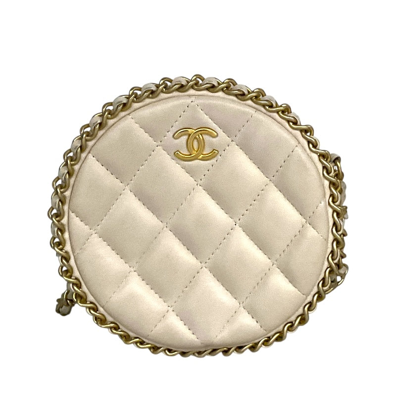 シャネル CHANEL マトラッセ　ラウンドパース AP0739 ベージュ ラムスキン レディース ショルダーバッグ