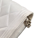 シャネル CHANEL ボーイシャネル　チェーンウォレット ホワイト キャビアスキン レディース ショルダーバッグ
