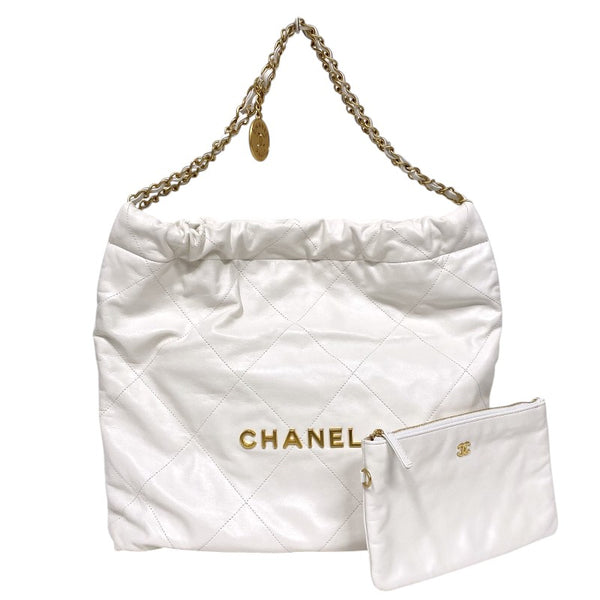 シャネル CHANEL CHANEL22 バッグ AS3261 ホワイト ゴールド金具 シャイニーカーフ レディース ハンドバッグ ショルダーバッグ