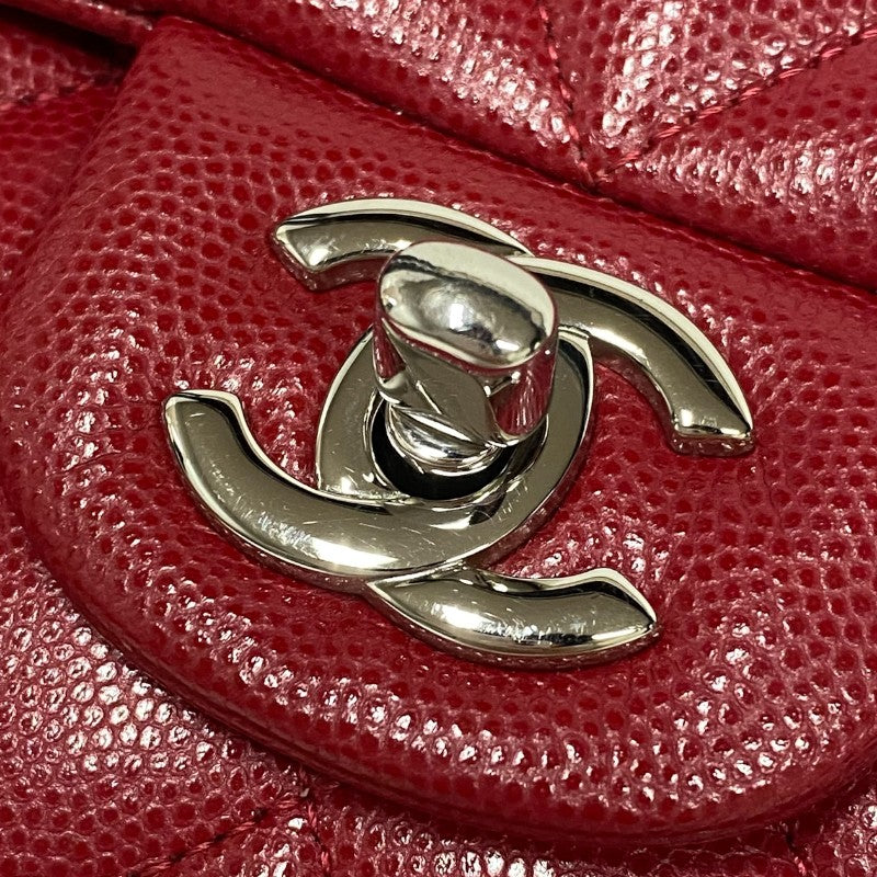 シャネル CHANEL マトラッセ25 A01112 レッド シルバー金具 キャビアスキン レディース ショルダーバッグ