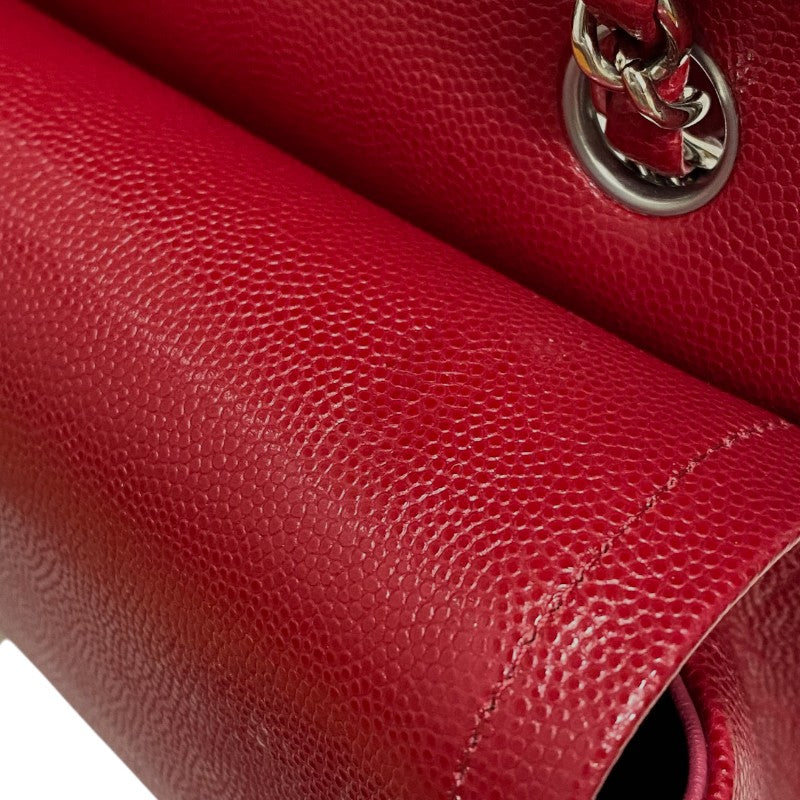 シャネル CHANEL マトラッセ25 A01112 レッド シルバー金具 キャビアスキン レディース ショルダーバッグ