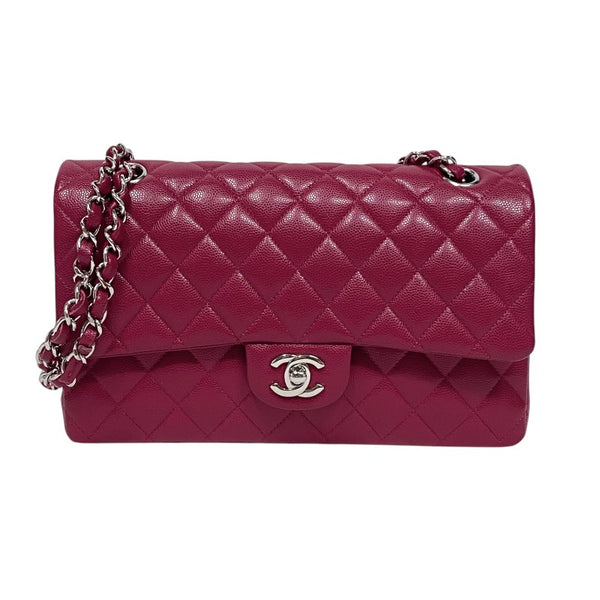 シャネル CHANEL マトラッセ25 A01112 レッド シルバー金具 キャビアスキン レディース ショルダーバッグ