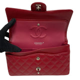 シャネル CHANEL マトラッセ25 A01112 レッド シルバー金具 キャビアスキン レディース ショルダーバッグ