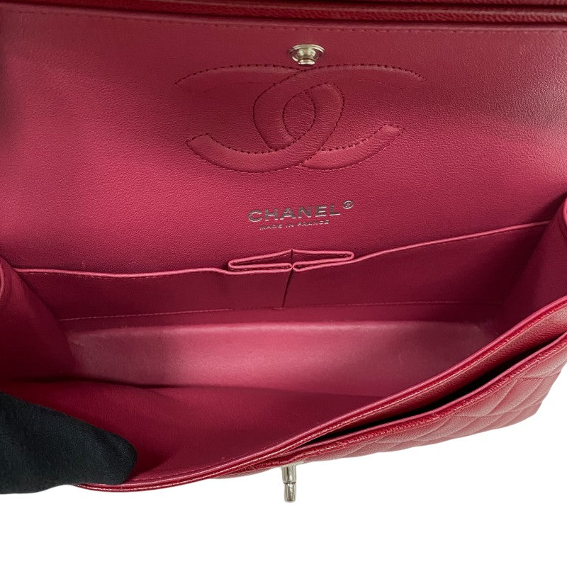 シャネル CHANEL マトラッセ25 A01112 レッド シルバー金具 キャビアスキン レディース ショルダーバッグ