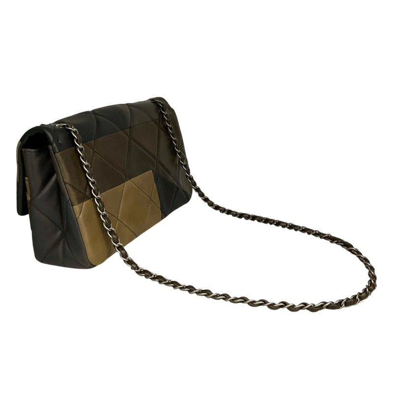 シャネル CHANEL ボーイシャネル　フラップバッグ ブラック×ブラウン×カーキ ラムスキン レディース ショルダーバッグ