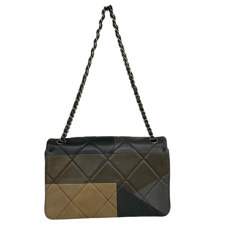 シャネル CHANEL ボーイシャネル　フラップバッグ ブラック×ブラウン×カーキ ラムスキン レディース ショルダーバッグ