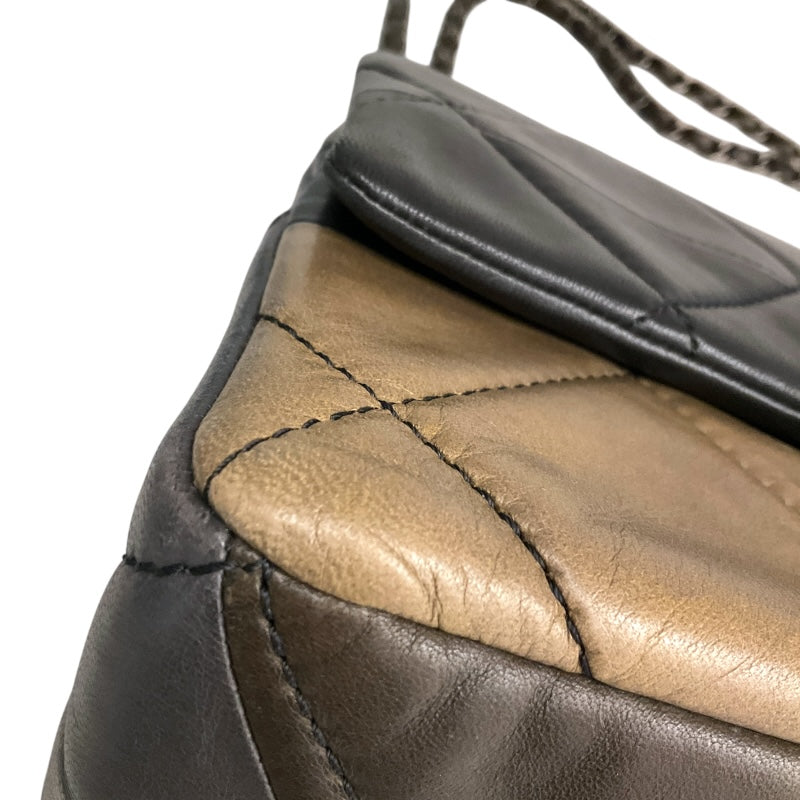シャネル CHANEL ボーイシャネル　フラップバッグ ブラック×ブラウン×カーキ ラムスキン レディース ショルダーバッグ