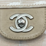 シャネル CHANEL ニュートラベルラインセミショルダーバッグ A15316 ベージュ/シルバー金具 ナイロンジャガード レディース ショルダーバッグ