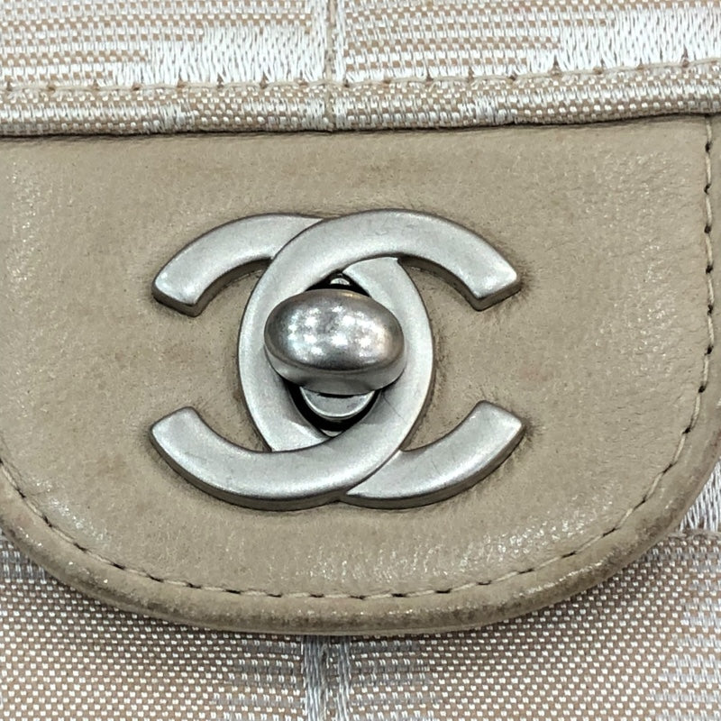 シャネル CHANEL ニュートラベルラインセミショルダーバッグ A15316 ベージュ/シルバー金具 ナイロンジャガード レディース ショルダーバッグ