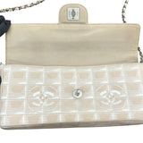 シャネル CHANEL ニュートラベルラインセミショルダーバッグ A15316 ベージュ/シルバー金具 ナイロンジャガード レディース ショルダーバッグ