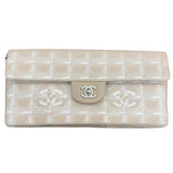 シャネル CHANEL ニュートラベルラインセミショルダーバッグ A15316 ベージュ/シルバー金具 ナイロンジャガード レディース ショルダーバッグ