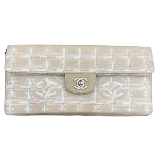 シャネル CHANEL ニュートラベルラインセミショルダーバッグ A15316 ベージュ/シルバー金具 ナイロンジャガード レディース ショルダーバッグ