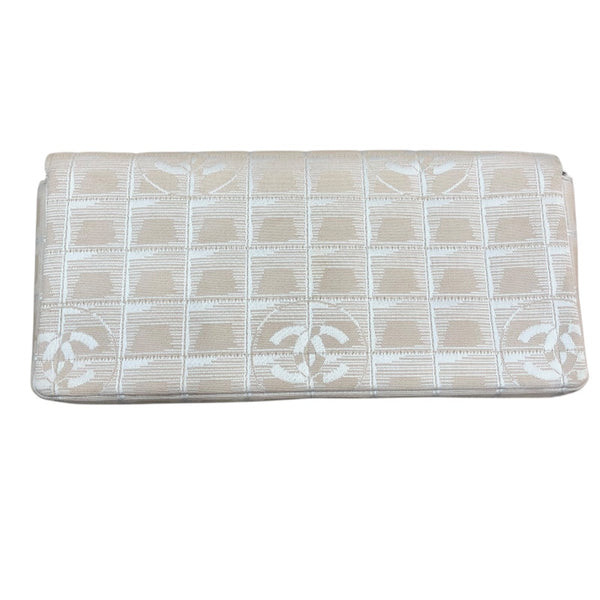 シャネル CHANEL ニュートラベルラインセミショルダーバッグ A15316 ベージュ/シルバー金具 ナイロンジャガード レディース ショルダーバッグ