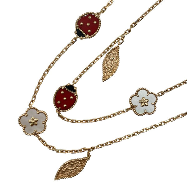 ヴァンクリーフ＆アーペル Van Cleef & Arpels ラッキー スプリング ロングネックレス ピンクゴールド Au750 オニキス（3石） ジュエリー