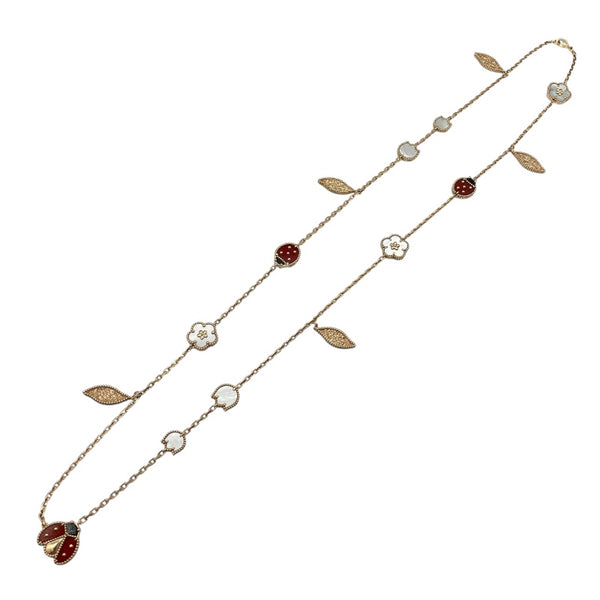 ヴァンクリーフ＆アーペル Van Cleef & Arpels ラッキー スプリング ロングネックレス ピンクゴールド Au750 オニキス（3石） ジュエリー