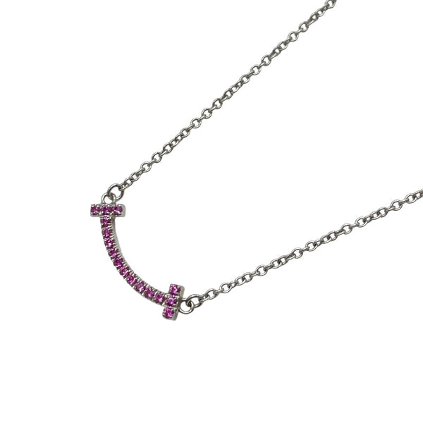 ティファニー TIFFANY＆CO Tスマイルピンクサファイアネックレスミニ ホワイトゴールド 750 ピンクサファイア ジュエリー