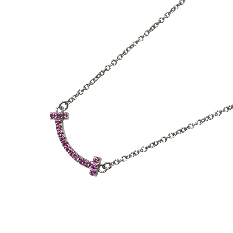 ティファニー TIFFANY＆CO Tスマイルピンクサファイアネックレスミニ ホワイトゴールド 750 ピンクサファイア ジュエリー