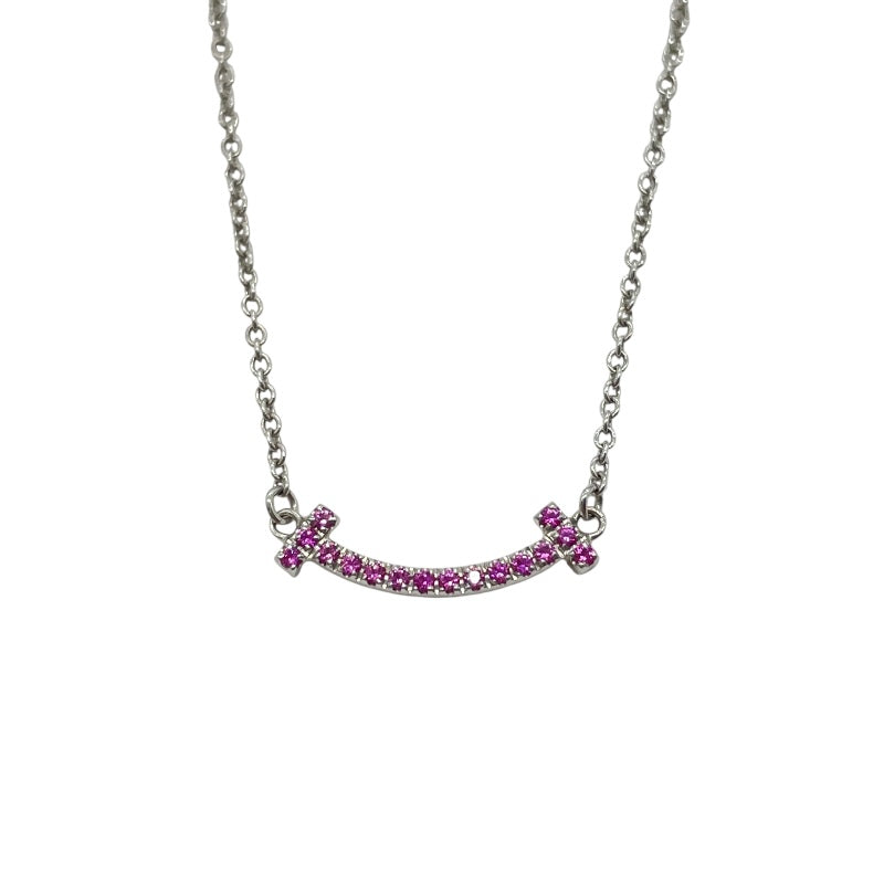 ティファニー TIFFANY＆CO Tスマイルピンクサファイアネックレスミニ ホワイトゴールド 750 ピンクサファイア ジュエリー