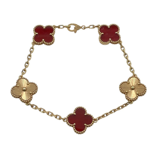 ヴァンクリーフ＆アーペル Van Cleef & Arpels ヴィンテージ アルハンブラ 5Pブレス ピンクゴールド Au750 カーネリアン ジュエリー