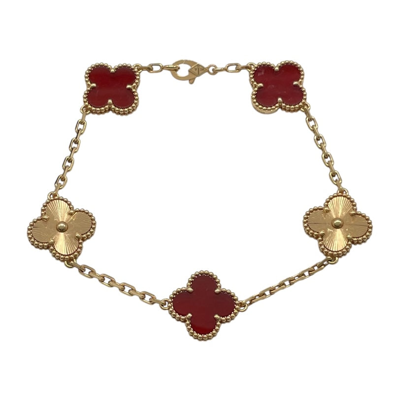 ヴァンクリーフ＆アーペル Van Cleef & Arpels ヴィンテージ アルハンブラ 5Pブレス ピンクゴールド Au750 カーネリアン ジュエリー