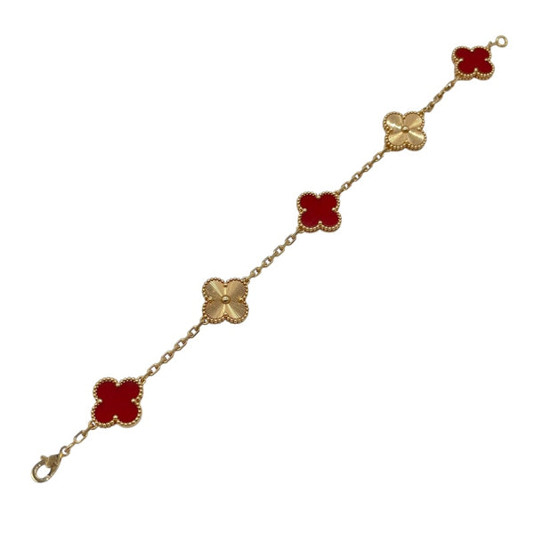 ヴァンクリーフ＆アーペル Van Cleef & Arpels ヴィンテージ アルハンブラ 5Pブレス ピンクゴールド Au750 カーネリアン ジュエリー