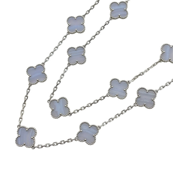ヴァンクリーフ＆アーペル Van Cleef & Arpels ヴィンテージ アルハンブラ ロングネックレス ホワイトゴールド Au750 カルセドニー（20石） ジュエリー
