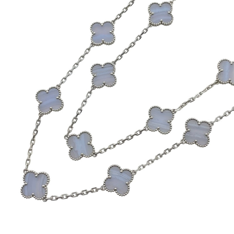 ヴァンクリーフ＆アーペル Van Cleef & Arpels ヴィンテージ アルハンブラ ロングネックレス ホワイトゴールド Au750 カルセドニー（20石） ジュエリー