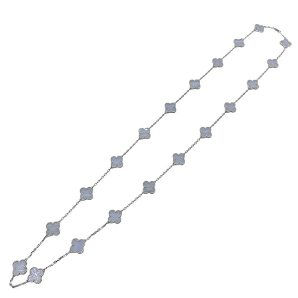 ヴァンクリーフ＆アーペル Van Cleef & Arpels ヴィンテージ アルハンブラ ロングネックレス ホワイトゴールド Au750 カルセドニー（20石） ジュエリー