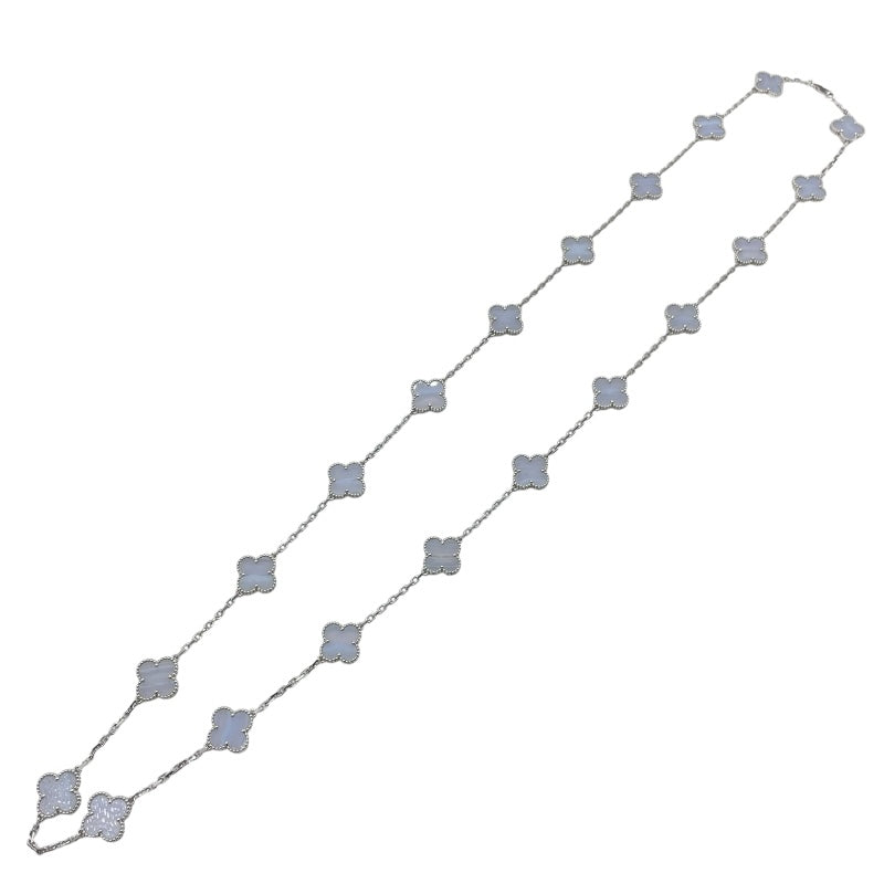 ヴァンクリーフ＆アーペル Van Cleef & Arpels ヴィンテージ アルハンブラ ロングネックレス ホワイトゴールド Au750 カルセドニー（20石） ジュエリー