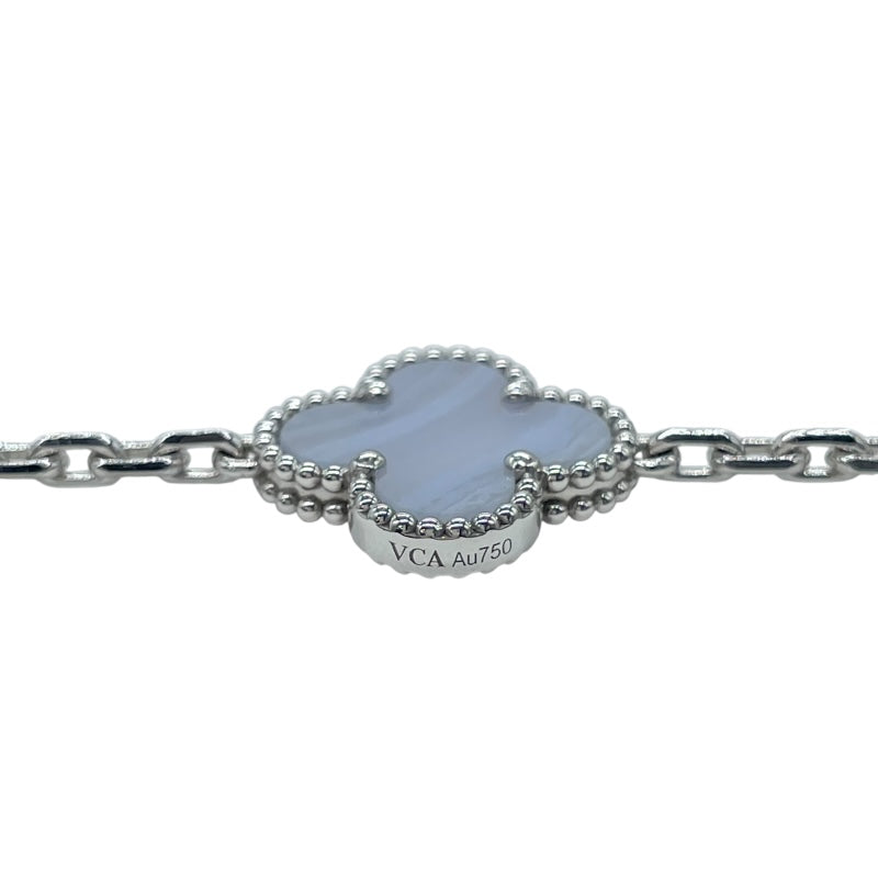ヴァンクリーフ＆アーペル Van Cleef & Arpels ヴィンテージ アルハンブラ ロングネックレス ホワイトゴールド Au750 カルセドニー（20石） ジュエリー
