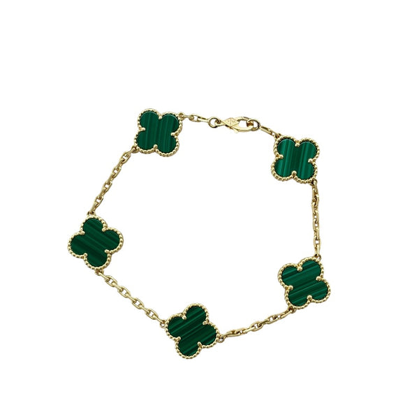 ヴァンクリーフ＆アーペル Van Cleef & Arpels ヴィンテージアルハンブラ5Pブレス イエローゴールド 750 マラカイト ジュエリー