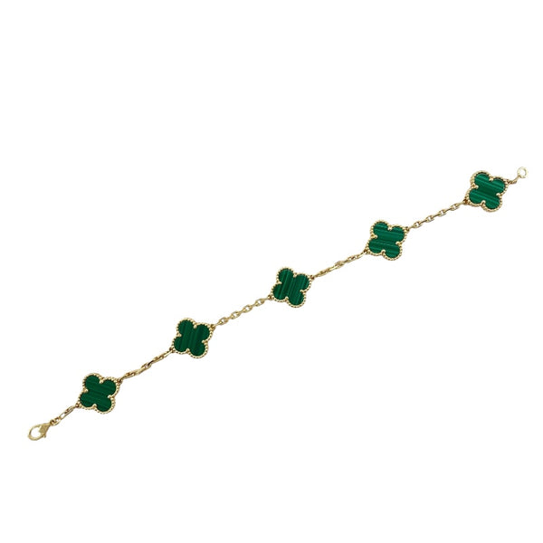 ヴァンクリーフ＆アーペル Van Cleef & Arpels ヴィンテージアルハンブラ5Pブレス イエローゴールド 750 マラカイト ジュエリー