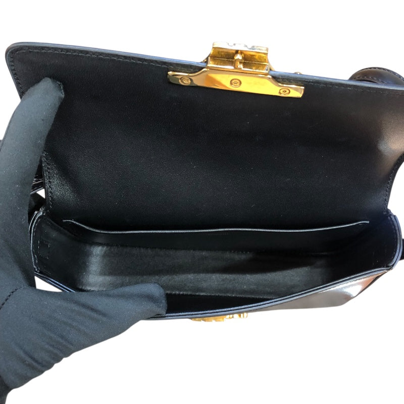 セリーヌ CELINE ショルダーバッグクロード 194143 ブラック　GD金具 シャイニーカーフ レディース ショルダーバッグ