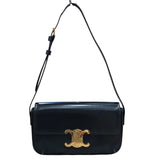 セリーヌ CELINE ショルダーバッグクロード 194143 ブラック　GD金具 シャイニーカーフ レディース ショルダーバッグ
